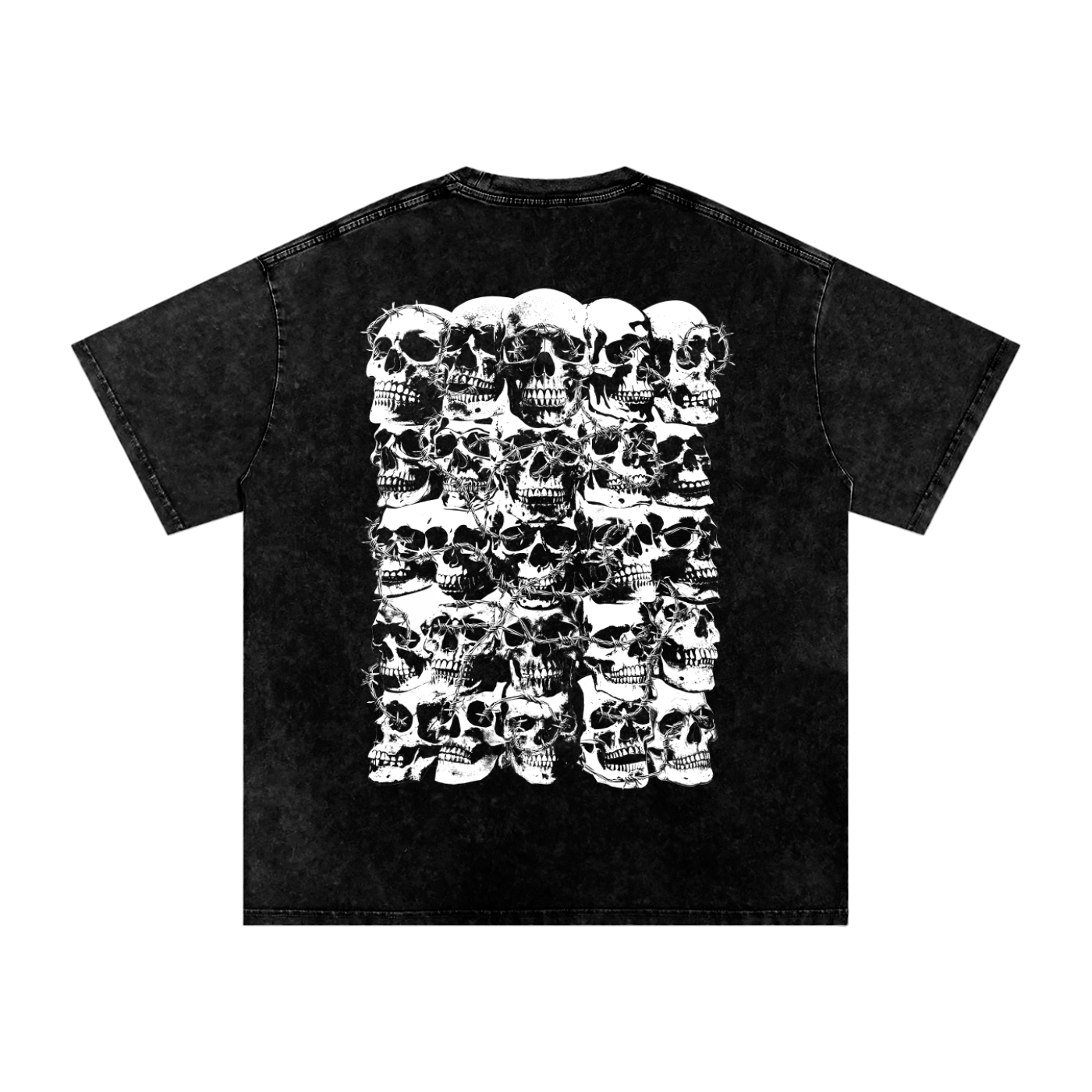 Skull Barbed Wire - Snow Washed Oversized