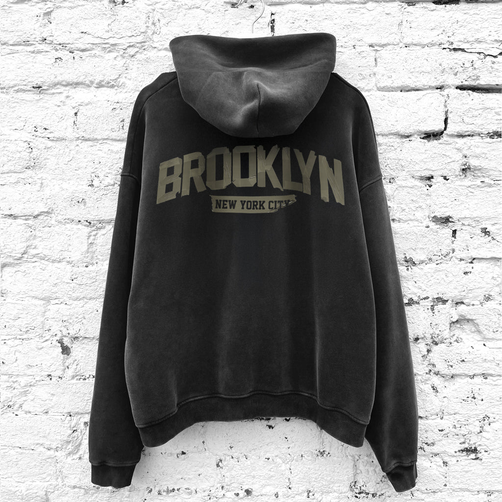 Brooklyn Duct Tape-Zip - Through Boxy Fleece Hoodie