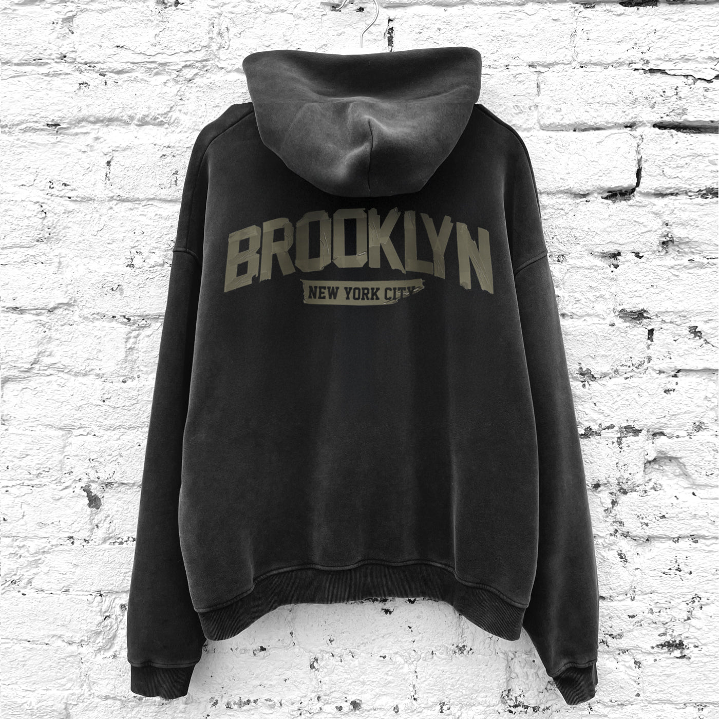 Brooklyn Duct Tape-Zip - Through Boxy Fleece Hoodie