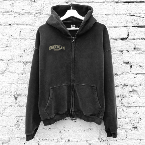 Brooklyn Duct Tape-Zip - Through Boxy Fleece Hoodie