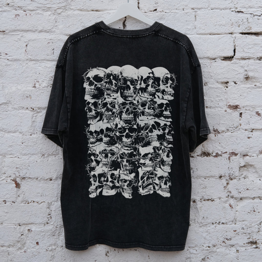 Skull Barbed Wire - Snow Washed Oversized