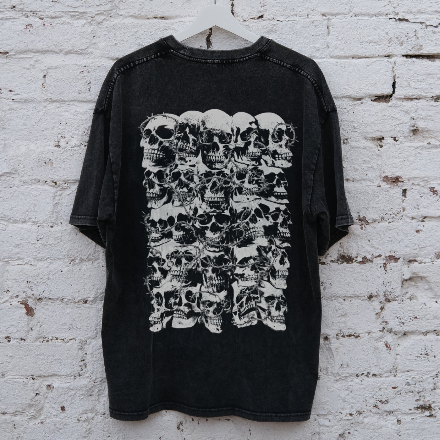 Skull Barbed Wire - Snow Washed Oversized