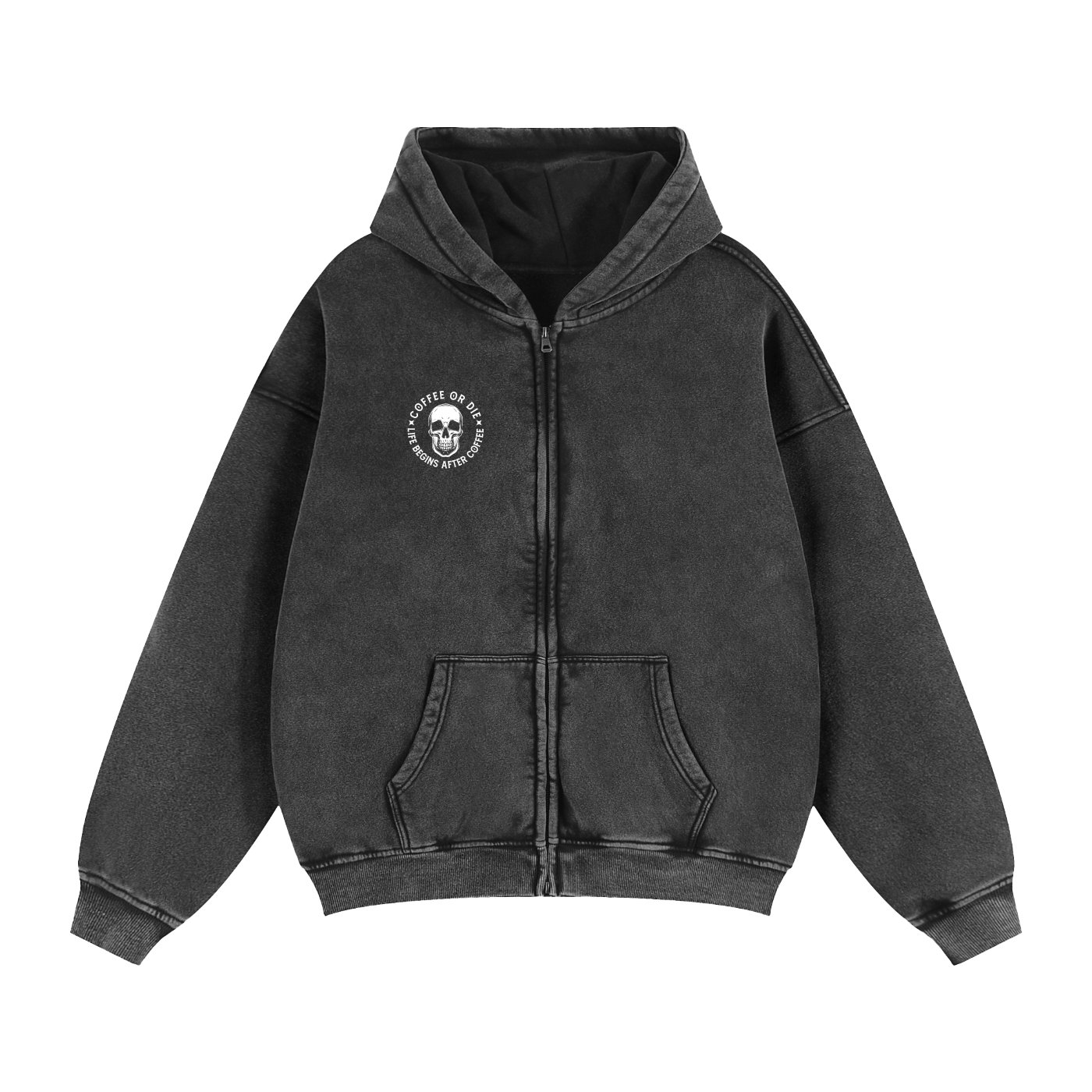 Coffee or die - Zip-Through Boxy Fleece Hoodie