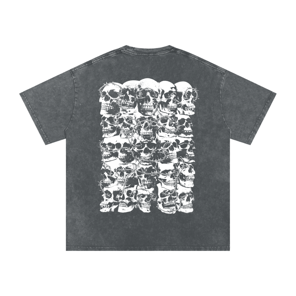 Skull Barbed Wire - Snow Washed Oversized