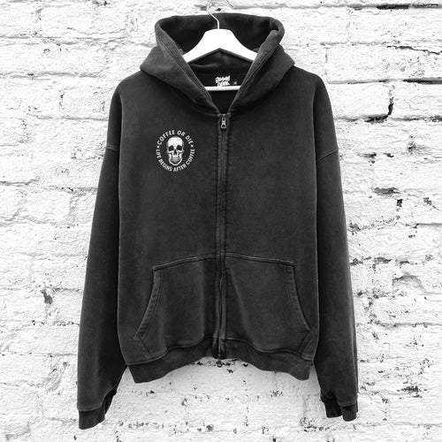 Coffee or die - Zip-Through Boxy Fleece Hoodie