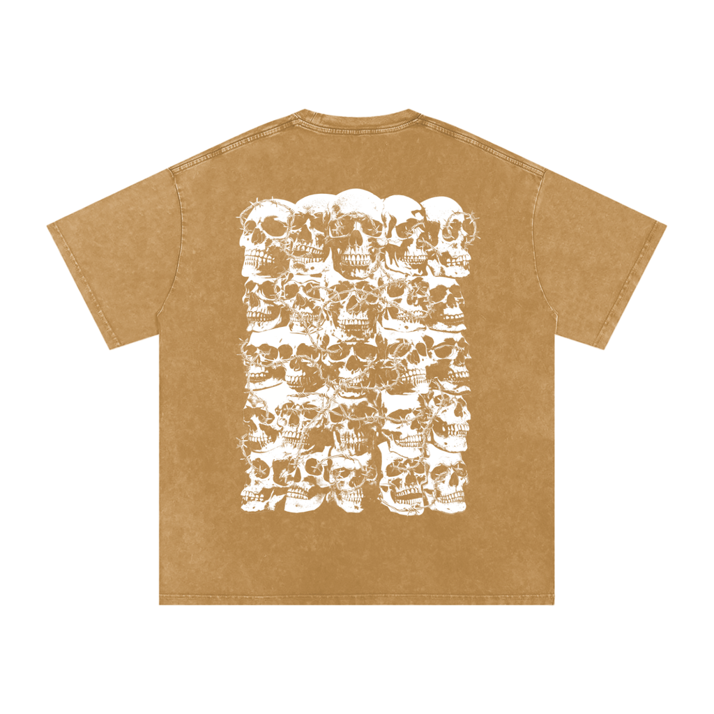 Skull Barbed Wire - Snow Washed Oversized