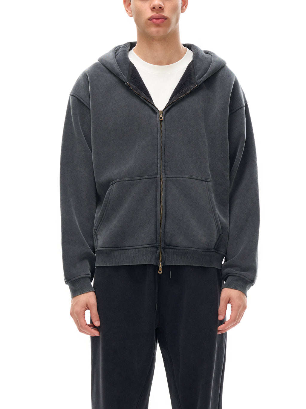 Brooklyn Duct Tape-Zip - Through Boxy Fleece Hoodie