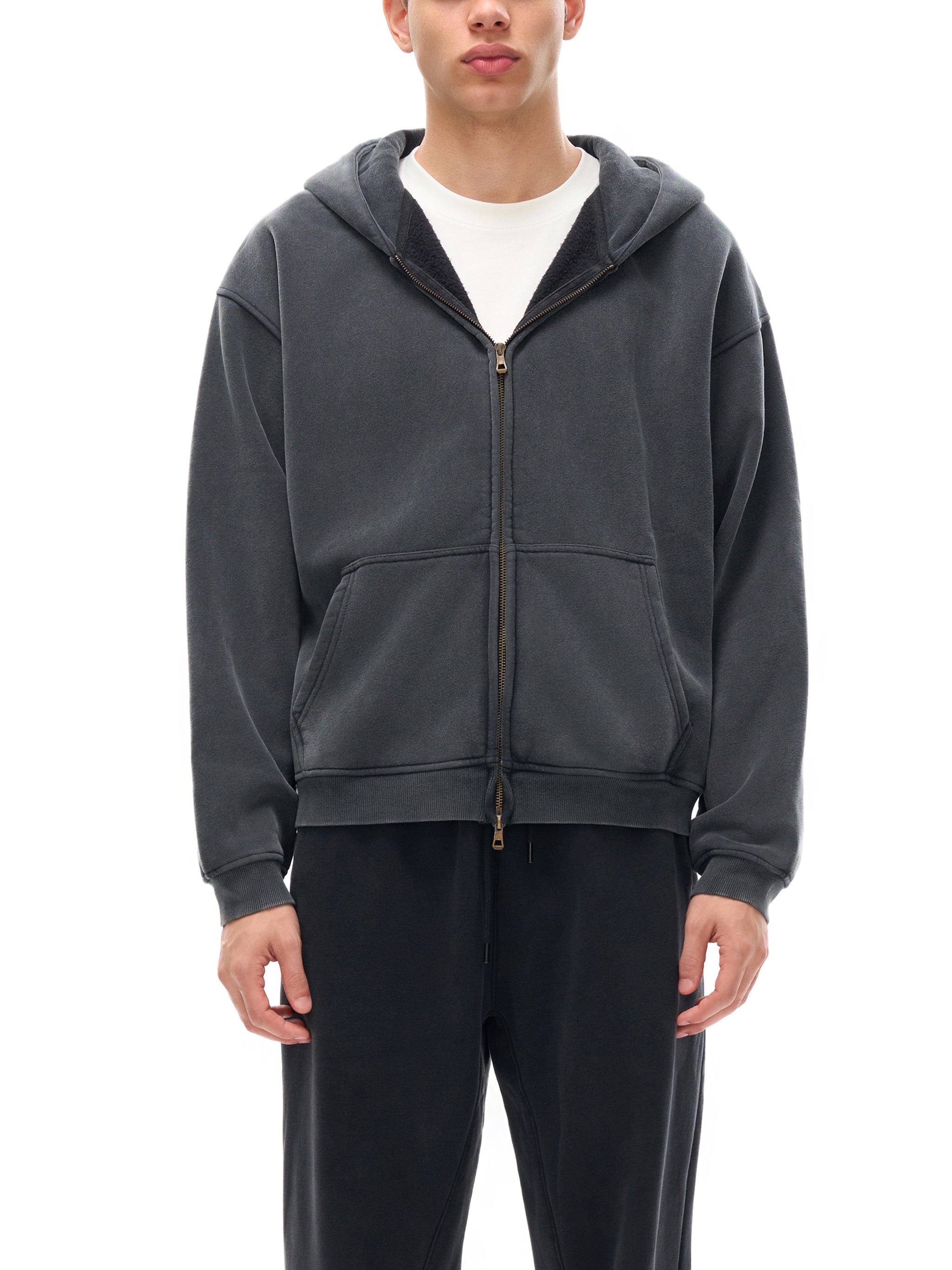 Brooklyn Duct Tape-Zip - Through Boxy Fleece Hoodie