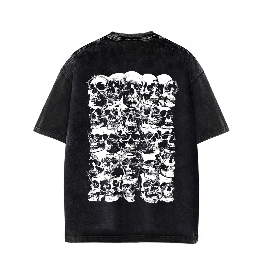 Skull Barbed Wire - Snow Washed Oversized